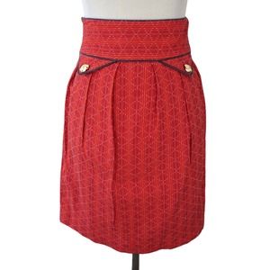 Anthropologie MADCHEN Skirt in‎ Red With Brass button Detail SZ 6